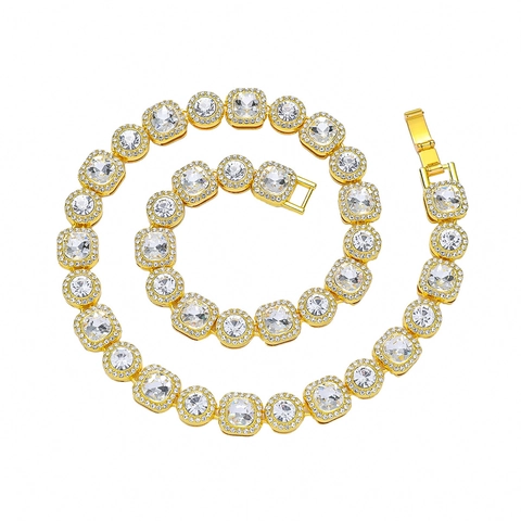 Collana Hiphop Iced Out Da Uomo Lega Strass Quadrato Rotondo Geometrico Catena Cubana Gioielli Punk Tendenza