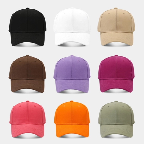 Solid Cotton Baseball Cap Curved Brim Adjustable Sun Hat Casual Sports For Men Women