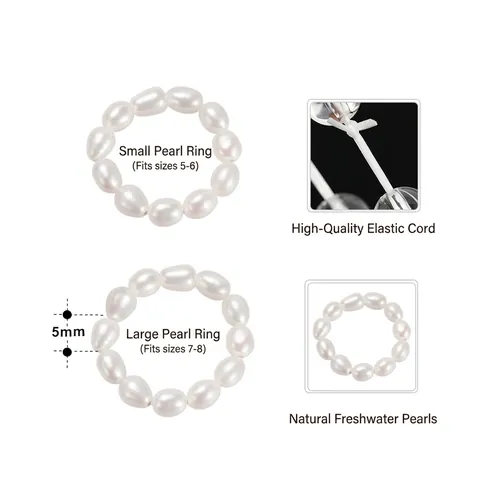 Eleganter Süßwasserperlen Ring Mit Perlen S925 Sterlingsilber Elastisch Stapelbarer Fingerring Feiner Schmuck Geschenk Für Damen