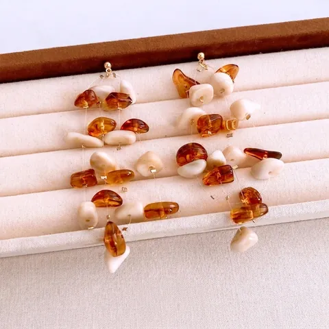 Vintage Boho Irreguläre Acrylperlen Lange Hängeohrringe Mit 925er Sterling Silber Ohrstecker Mode Für Frauen