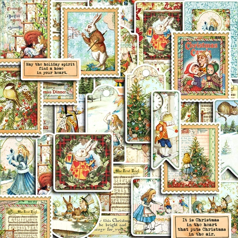 Vintage Paper Stickers Christmas Wonderland Story Theme Aesthetic DIY Scrapbooking Journal Planner Decoration