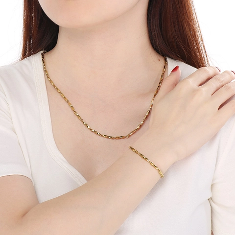 Collar Y Pulsera De Cadena Chopin Acero Inoxidable Minimalista Eslabones Retorcidos Joyería Elegante Hombres Mujeres