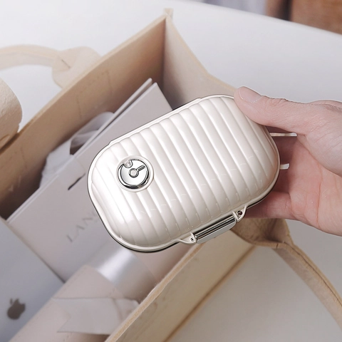 Portapillole Portatile Organizzatore Medicinali Sigillato Resistente Umidità Stile Bagaglio Custodia Plastica Rigata Viaggio