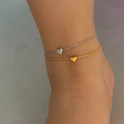 Stainless Steel Heart Pendant Anklet Simple Vintage Minimalist Foot Jewelry Accessory For Women
