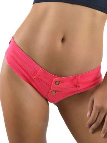 Short Micro En Jean Sexy Taille Basse Bouton Hot Pants Bord Effiloché Mélange De Coton Clubwear Femmes