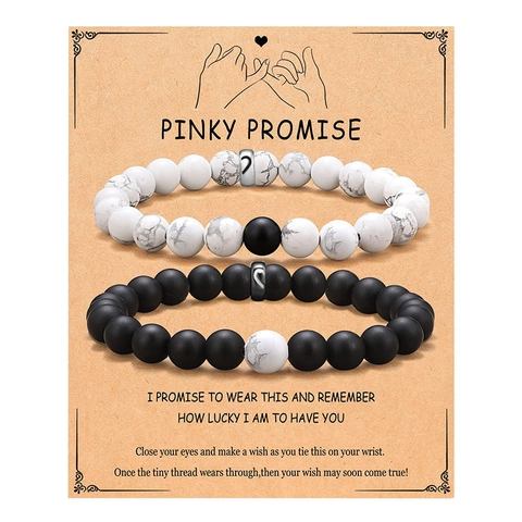 Bracciali Perline Coppia Turchese Bianco Agata Nera Opaca Acciaio Inossidabile Cuore Ciondolo Magnetico Gioielli Amanti Regali