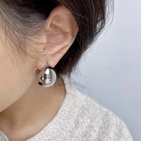 Tropfenform Dicke Ohrringe Zinklegierung Mit 925 Sterling Silber Ohrstecker Hochglanz Minimalistisch Geometrisch Für Damen