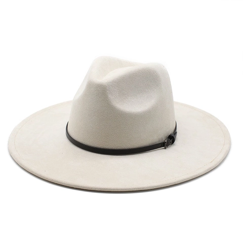 Cappello Fedora Vintage A Tesa Larga In Finta Pelle Scamosciata Feltro Stile Britannico Fibbia Regolabile Autunno Inverno