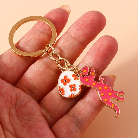 Portachiavi Uovo Di Dinosauro Cartone Animato Simpatico Metallo Smalto Pendente Animale Borsa Charm Gioielli Regalo Novità