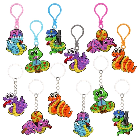 Portachiavi Serpente Cartone Animato Ciondolo Animale In Gomma PVC Ornamento Zaino Regalo Bambini Carino
