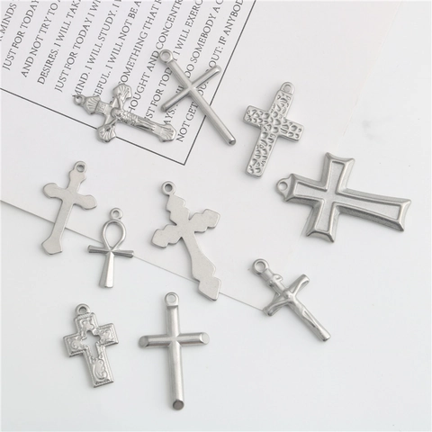 Pendenti A Croce In Acciaio Inossidabile Crocifisso Religioso Ciondoli Ankh Per Accessori Per La Creazione Di Gioielli DIY Metallo Argento