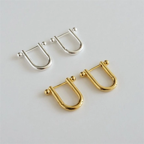 U Shape Horseshoe Stud Earrings 925 Sterling Silver Minimalist Geometric Fashion Jewelry For Women