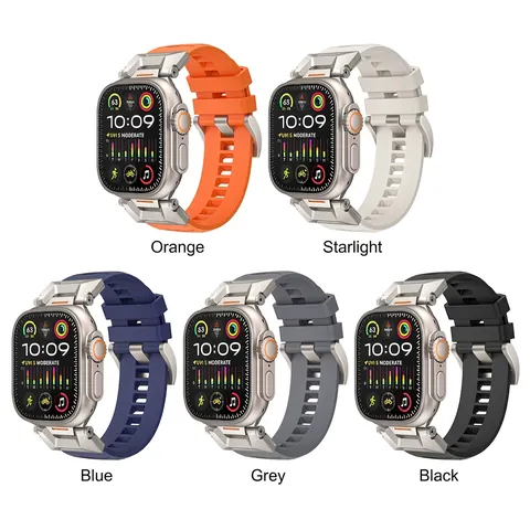 Correa De Reloj De Fluorocaucho Con Hebilla De Acero Inoxidable 304 Táctica Impermeable Para Reloj Inteligente Deporte Al Aire Libre