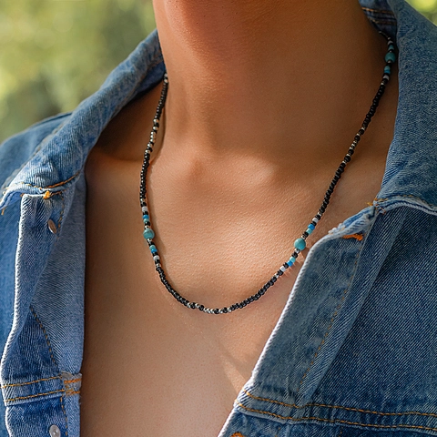 Collana Di Perline Fatta A Mano Con Perline Di Semi Turchese Stile Boho Retro Per Uomo Donna