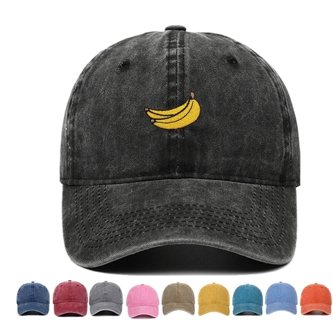 Gorra De Béisbol De Algodón Lavado Vintage Con Bordado De Plátano Sombrero De Sol Casual Ajustable