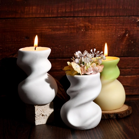 Spiral Twist Silicone Candle Mold Irregular DIY Craft Plaster Resin Casting Home Decor Scented Candle Making Tool