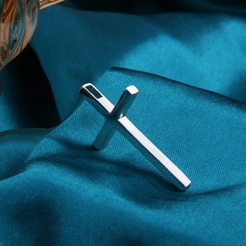 Pendentif Croix en Argent Sterling 925 pour Hommes Femmes Style Hip Hop Punk Vintage Oxydé Petit Crucifix Bijoux DIY Cadeau