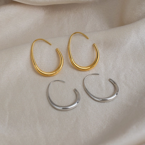 Moderne U-Förmige Creolen Aus Edelstahl Hochglanzpoliert Wasserdicht Hypoallergen Geometrischer Minimalistischer Schmuck Für Damen