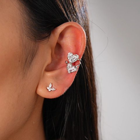 Ear Cuff Geometrici Rame Zircone Non Perforati Stella Cuore Croce Moda Orecchini Minimalisti Gioielli Donna