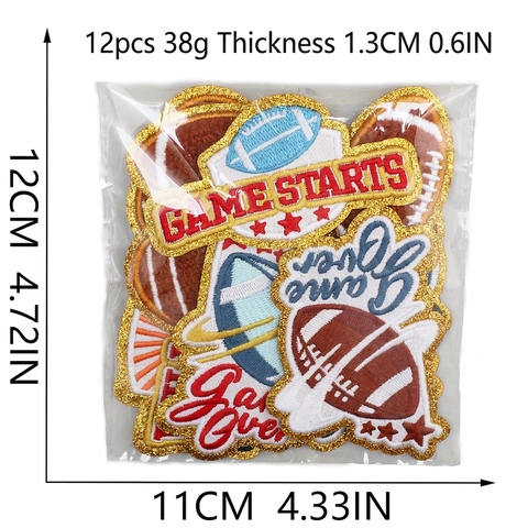Écussons Brodés En Chenille Football Américain Paillettes Thème Sport Applique Décorative À Repasser Pour Vêtements