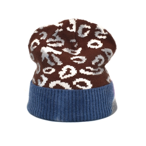 Leopard Print Tie-Dye Knit Beanie Hat For Men Women Warm Winter Wool Blend Ribbed Cuff Cuffed Cap Fashion
