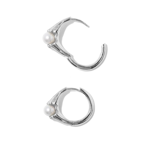 Orecchini A Cerchio In Argento Sterling 925 Con Künstliche Perle Stile Coreano Geometrico Strutturato Gioielli Eleganti Da Donna