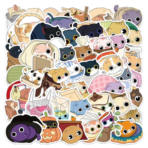 Pegatinas de Gato de Escondite de Dibujos Animados Impermeables Vinilo Doodle Calcomanías para Laptop Guitarra Botella de Agua Teléfono DIY Scrapbooking Lindas