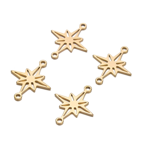 Stainless Steel Hexagram Star Charms Double Loop Connectors For DIY Jewelry Making Necklaces Bracelets Electroplated Hollow Pendants