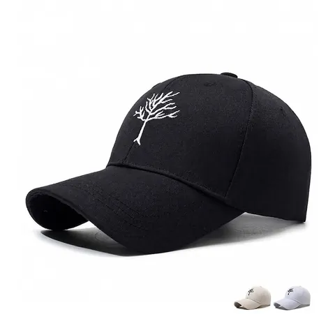 Baseball Cap With Tree Embroidery Adjustable Polyester Sun Protection Outdoor Streetwear Hat For Men Women