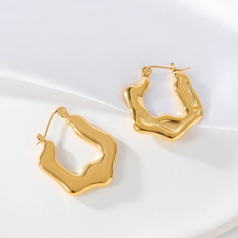 Orecchini A Cerchio In Acciaio Inossidabile Stile Metallo Liquido Geometrico Irregolare Per Donna Gioielli Di Moda Minimalisti