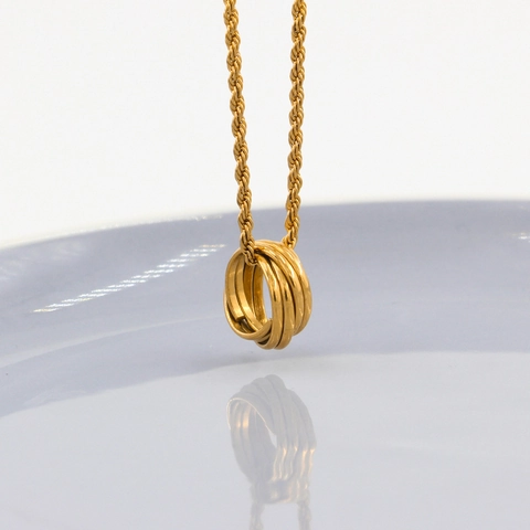 Collar Minimalista De Acero Inoxidable Con Colgante De Círculos Entrelazados Joyería Geométrica De Cadena De Cuerda Para Mujer Hombre