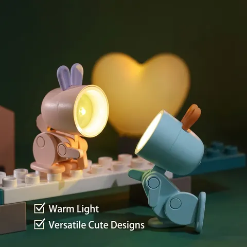Mini LED Nachtlampje Konijn Dinosaurus Vorm Verstelbaar Opvouwbaar Bureau Ornament Plastic Cartoon Kawaii Student Cadeau Lamp