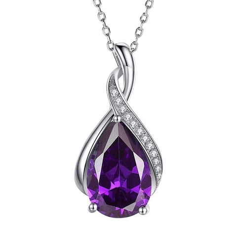 Elegante Druppel Hanger Ketting Koper Cubic Zirconia Peer Geslepen Edelsteen Mode Sieraden Voor Dames Cadeau