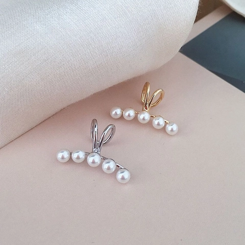 Minimalist Metall Künstliche Perle Ohrklemme Für Damen Ohne Piercing Elegant U-Förmig Geometrisch Ohrclip Gold Silber Schmuck