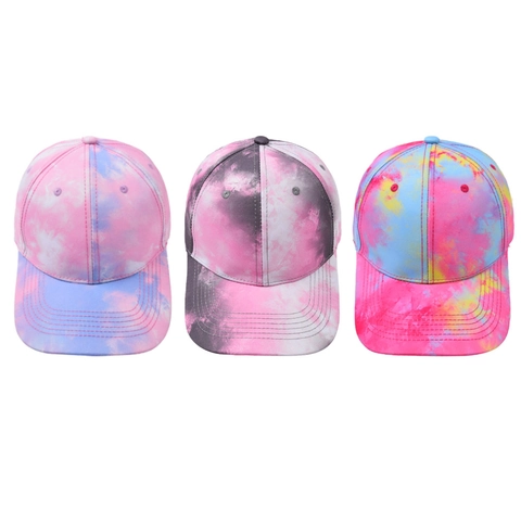 Gorra De Béisbol Algodón Tie Dye Moda Hip Hop Ajustable Gorro Sol Hombres Mujeres
