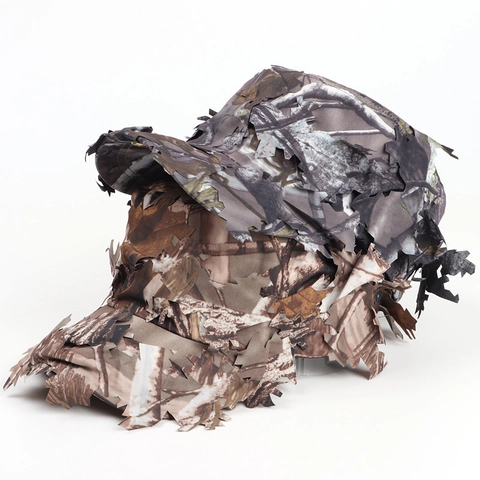 Cappello Mimetico Ghillie Con Foglie 3D Per Caccia Pesca Outdoor Tattico Asciugatura Rapida Cotone Bionico Berretto Piatto