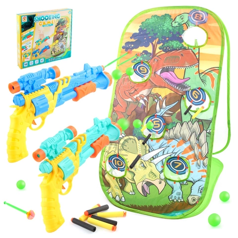 Dinosaurier Schießspiel Spielzeug Aerodynamische Pneumatische Pistolen Mit Scoring Ziel Zelt Schaum Soft Bullets Sport Kinder