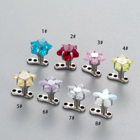Joyería Para Piercing Corporal Dermal Anchor Top De Estrella Con Circonia Acero De Titanio Accesorio Brillante Universal