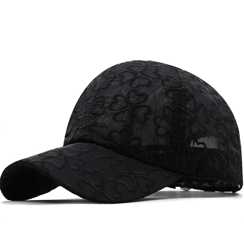 Gorra De Béisbol Encaje Bordado Floral Transpirable Malla Hueca Protección Solar Ajustable Verano Exterior Moda Mujeres