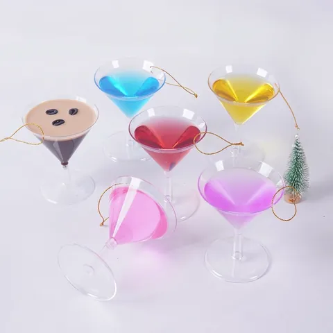 Decorazione Appesa Tazza Da Caffè Cocktail Martini Simulata Modello Cibo Miniatura Plastica PS Per Albero Di Natale Party