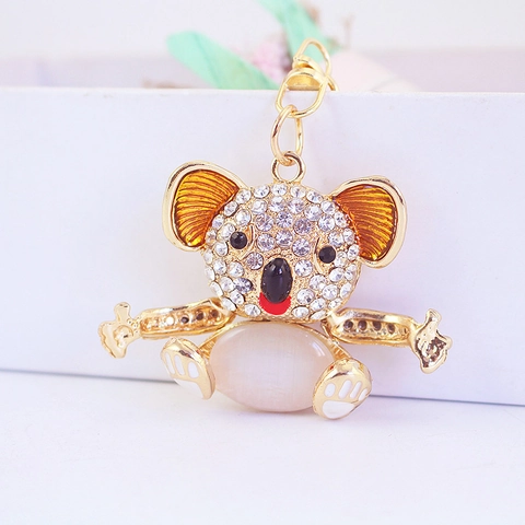 Portachiavi Koala Carino Strass Lega Di Zinco Con Opale Occhio Di Gatto Smalto Pendente Animale Borsa