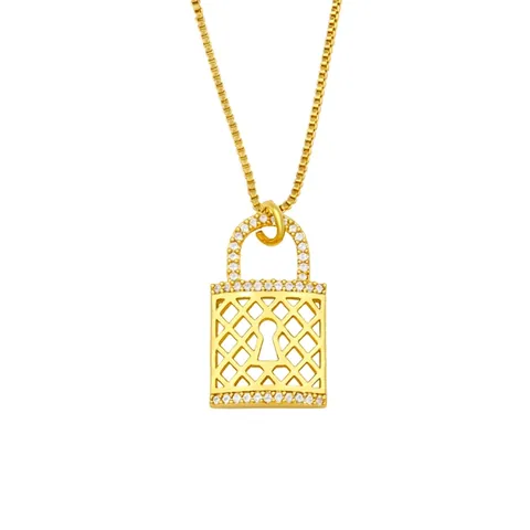 Élégant Collier Pendentif Cœur Serrure Tulipe Pour Femmes Cuivre Plaqué Or 18K Zircone Bijoux De Luxe Cadeau
