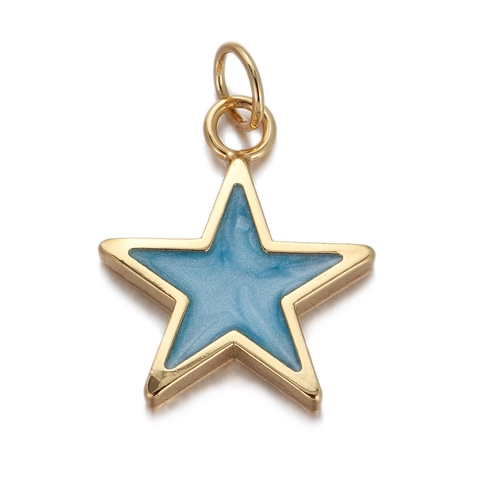 Dijes DIY Colgantes Cobre Bañado En Oro 18K Esmalte Chile Luna Estrella Corazón Candado Formas Para Joyería