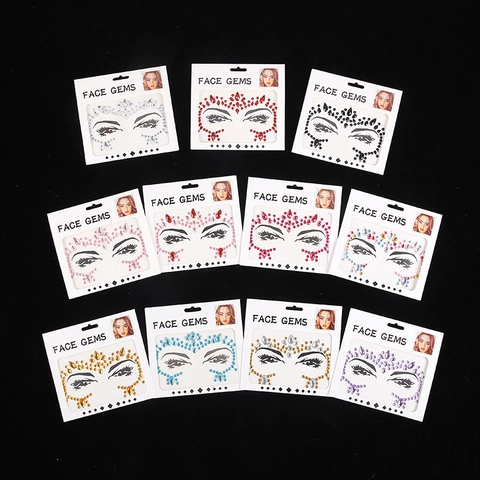 Face Gems Rhinestone Face Stickers Self Adhesive Acrylic Crystal Jewels For Music Festival Rave Party DIY Makeup Body Art
