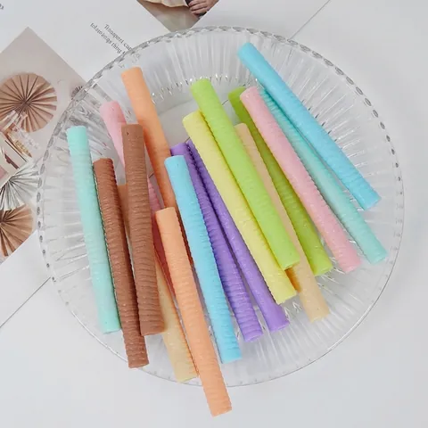 Simulation Chocolate Stick Wafer Roll PVC Toy Colorful Spiral Stripe Fake Food For Photography Props Dollhouse Kitchen