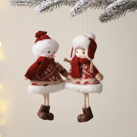 Ornamenti Appesi In Peluche Di Natale Babbo Natale Pupazzo Di Neve Angelo Renna Tessuto A Maglia Finta Pelliccia Arredo