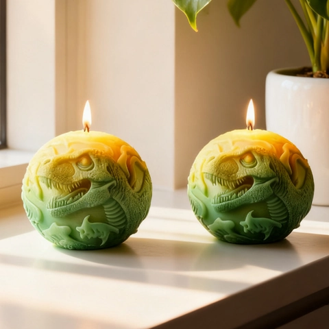 Dinosaur T-Rex Embossed Ball Candle Silicone Mold DIY Handmade Soap Aromatherapy Plaster Resin Craft