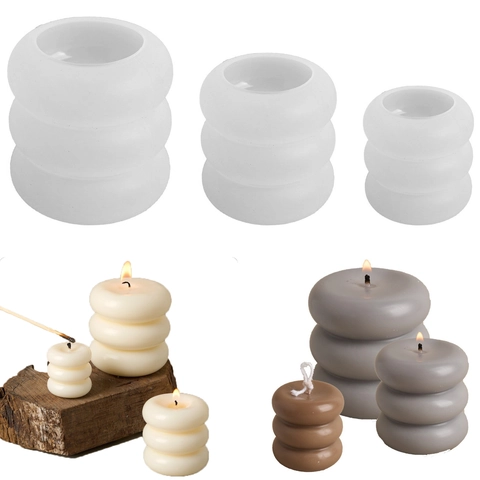 Bubble Ringstapel Silikonform Duftkerzen Herstellung Zylinderform Flexibel Wiederverwendbar Kunstharzguss Gips Ornament Minimalistisch