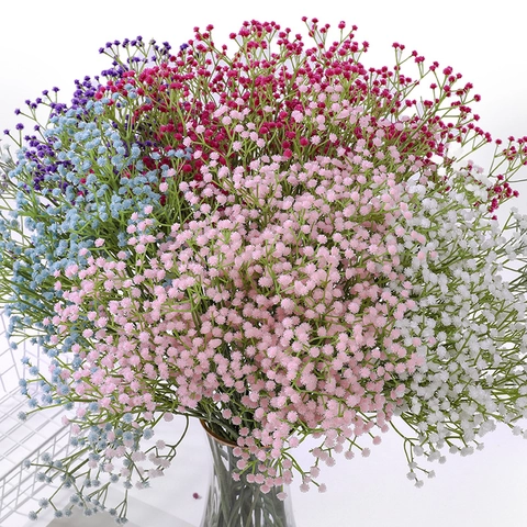 Artificial Baby's Breath Flowers Gypsophila Plastic Realistic Multi Head Long Stem Wedding Home Party Decor Props