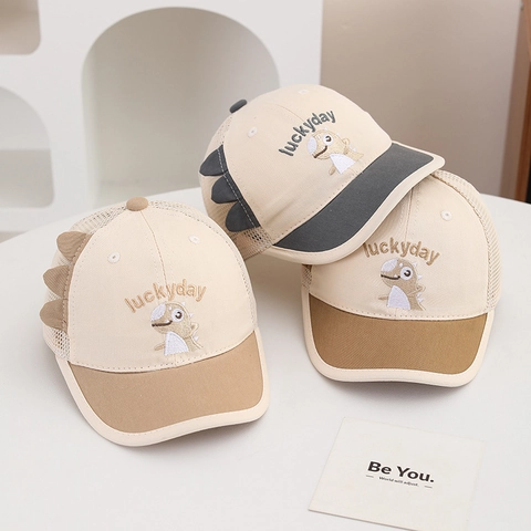 Cappello Da Baseball Per Bambini Cotone Rete Traspirante Dinosauro Cartone Animato Berretto Sole Regolabile